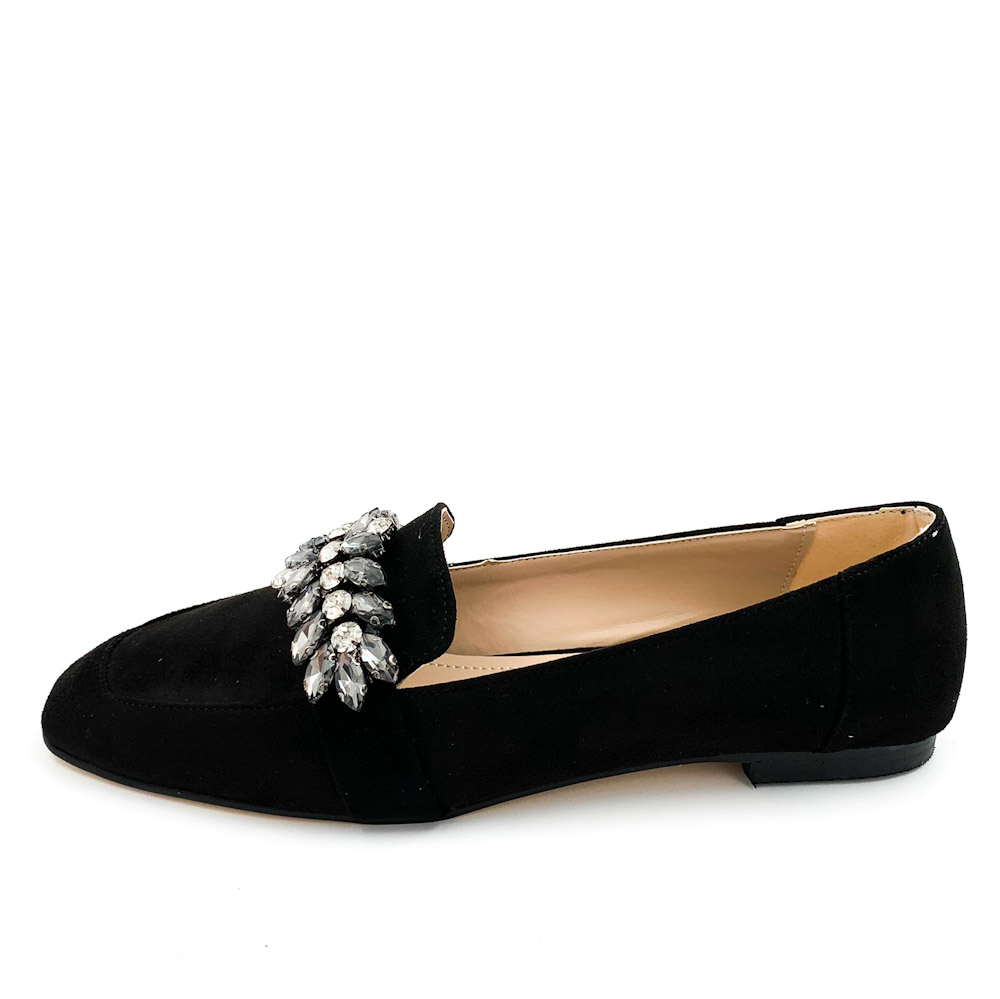 Loafers μαύρα suede με αγκράφα